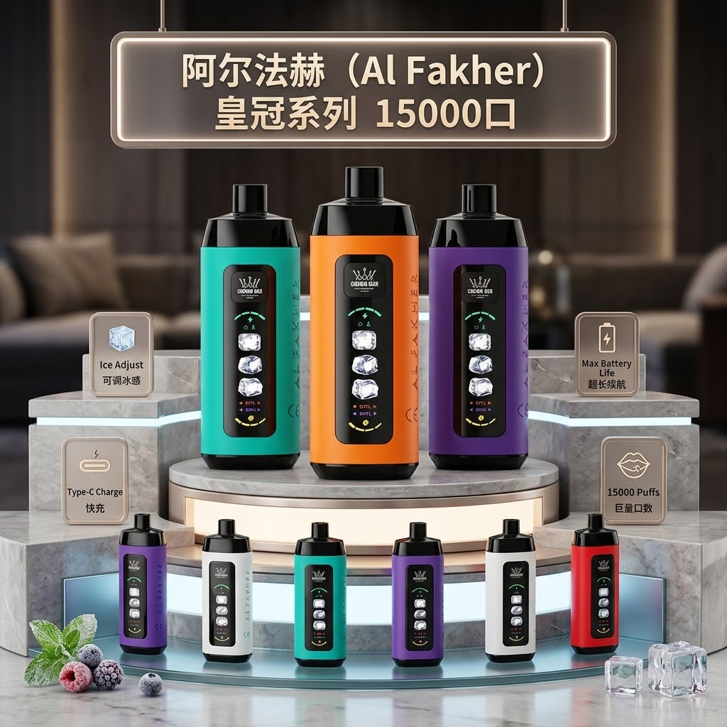 阿爾法赫 Al Fakher Crown Bar 15000口 一次性電子煙 | 調冰雙模式與極致水煙風味— 22ml超大油量、LED智顯屏,支援MTL/DTL雙模式與三段調冰 | 极冰雾化 1 Al Fakher Crown Bar Pro Max / Hypermax 15K